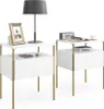 Two modern white nightstands with gold legs, displayed against a white background. Produktbild-Vorschau