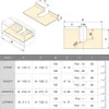 A technical drawing and a table with dimensions and specifications for siphon blinds. Produktbild-Vorschau