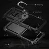 An exploded view diagram of a black phone case, showing its layered construction and individual components. Produktbild-Vorschau
