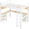 Hochbett mit Schreibtisch, Lattenrost, Regal, LED, Produktbild-Vorschau 6