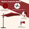 Collage of images highlighting features of a red cantilever umbrella. Náhled obrázku produktu