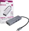The image shows the product packaging and the product itself, a USB-C hub with multiple ports and an Ethernet port. The packaging is partially visible on the left, and the product is displayed prominently on the right. Náhľad obrázku produktu