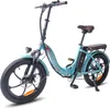 A light blue electric bicycle with fat tires is shown against a white background. Produktbild-Vorschau