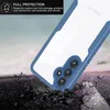 A phone case is shown falling onto a dark, rocky surface, illustrating its protective qualities. Produktbild-Vorschau