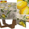 Tischdecke 100x100cm Rund Grau abwaschbar Madrid Stoff Premium Mediterran Zitrone mit, Ansicht 6 Produktbild-Vorschau