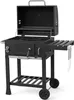 A black charcoal grill with its lid open, displayed on a white background. Podgląd zdjęcia produktu