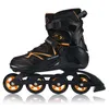A black and orange inline skate is shown against a white background. Podgląd zdjęcia produktu
