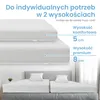 Comparison of two mattress toppers with different heights, shown in a split image with a bed in the lower section. Produktbild-Vorschau