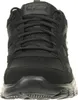 A close-up, front-facing view of a black Skechers sneaker. Anteprima dell’immagine prodotto