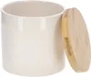 A cream-colored ceramic pot with a bamboo lid. Produktbild-Vorschau