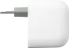 A close-up side view of a white power adapter with a gray prong housing. Produktbild-Vorschau
