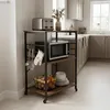 Carrito de cocina Relaxdays, 3 niveles, color marrón y Vista previa de la imagen del producto 2