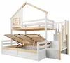 Etagenbett 90x200 & 140x200 cm Massivholz, Hausbett mit Produktbild-Vorschau 12