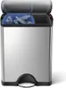 A stainless steel dual-compartment recycling bin with a pedal. Anteprima dell’immagine prodotto