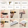 This image shows a step-by-step guide on how to install a shelf, including tools and materials needed. Produktbild-Vorschau