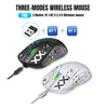 Two wireless mice, one black and one white, are shown with connection options and text describing features. Produktbild-Vorschau