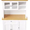 A close-up view of a white cabinet with glass doors and wooden accents. Anteprima dell’immagine prodotto