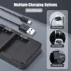 A product image showing a battery charger and its charging options. Náhled obrázku produktu