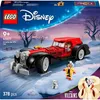 The image shows the LEGO Disney Cruella de Vil's Car set packaging, featuring the car, Cruella de Vil minifigure, and a dalmatian, set against a snowy background with bare trees. Voir les images du produit