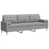 Sofa 3-Sitzer mit Zierkissen Hellgrau 210 cm Stoff Produktbild-Vorschau 1