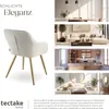 A collage showcasing a chair in different room settings: dining room, living room, kitchen, and bedroom, along with text and a logo. Náhled obrázku produktu
