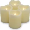 Four cream-colored LED candles with flickering flames are arranged in a cluster on a white background. Produktbild-Vorschau