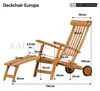 A diagram of a wooden deckchair with dimensions labeled. Produktbild-Vorschau