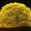 A large, round bush covered in a net of warm white fairy lights at night. Voir les images du produit