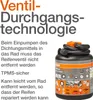 A product shot of a tire sealant can with accompanying text describing its features. Produktbild-Vorschau