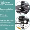 Marketing image with text and close-up shots of bicycle components. Produktbild-Vorschau