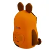 A side view of an orange, mouse-shaped children's alarm clock with brown ears and a tail. Produktbild-Vorschau