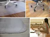 Collage of images showing clear floor mats for office chairs on wooden floors and a woman sitting on a mat in a living room. Náhled obrázku produktu