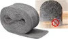 A roll of steel wool is shown next to an illustration of a mouse hole blocked with steel wool, with a mouse and a prohibition sign. Produktbild-Vorschau