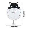 A black and white cat-shaped pendulum wall clock with dimensions indicated. Produktbild-Vorschau