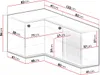 Diagram showing dimensions of a corner kitchen cabinet unit. Produktbild-Vorschau