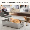 PawHut Katzenklo XXL Edelstahl Katzentoilette 130L mit 180° Produktbild-Vorschau 4