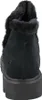 The back view of a black winter boot with fur trim. Voir les images du produit