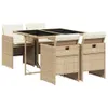 vidaXL 5-tlg. Garten-Essgruppe mit Kissen Beige Poly Rattan Produktbild-Vorschau 1