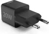 A black 20W USB-C charger with European plug pins. Anteprima dell’immagine prodotto