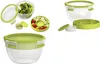 A collage of different views and configurations of a salad container set. Produktbild-Vorschau