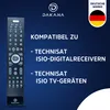 A remote control is shown next to text indicating compatibility with Technisat devices. Produktbild-Vorschau
