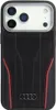 A black Audi R8 phone case with red stitching and the Audi logo. Voir les images du produit
