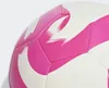 A close-up view of a pink and white soccer ball. Produktbild-Vorschau