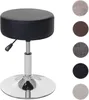 A black adjustable stool with a chrome base and stem, shown against a white background. To the right are swatches of different fabric colors. Náhľad obrázku produktu