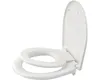 A white toilet seat with a built-in child seat, shown with the lid open. Produktbild-Vorschau