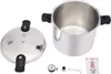 A disassembled pressure cooker with its lid and accessories laid out on a white background. Podgląd zdjęcia produktu
