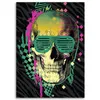 Leinwandbild bunter totenkopf in retro-brille 60x90 cm Produktbild-Vorschau 3