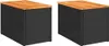 Two identical black rattan storage boxes with wooden lids are shown side-by-side against a white background. Produktbild-Vorschau