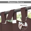Close-up of brown outdoor curtains hanging from a rod, showing the loop attachment and a detail of magic tape. Produktbild-Vorschau