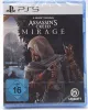 The image shows the front of a PlayStation 5 game case for Assassin's Creed Mirage, sealed in plastic. Produktbild-Vorschau
